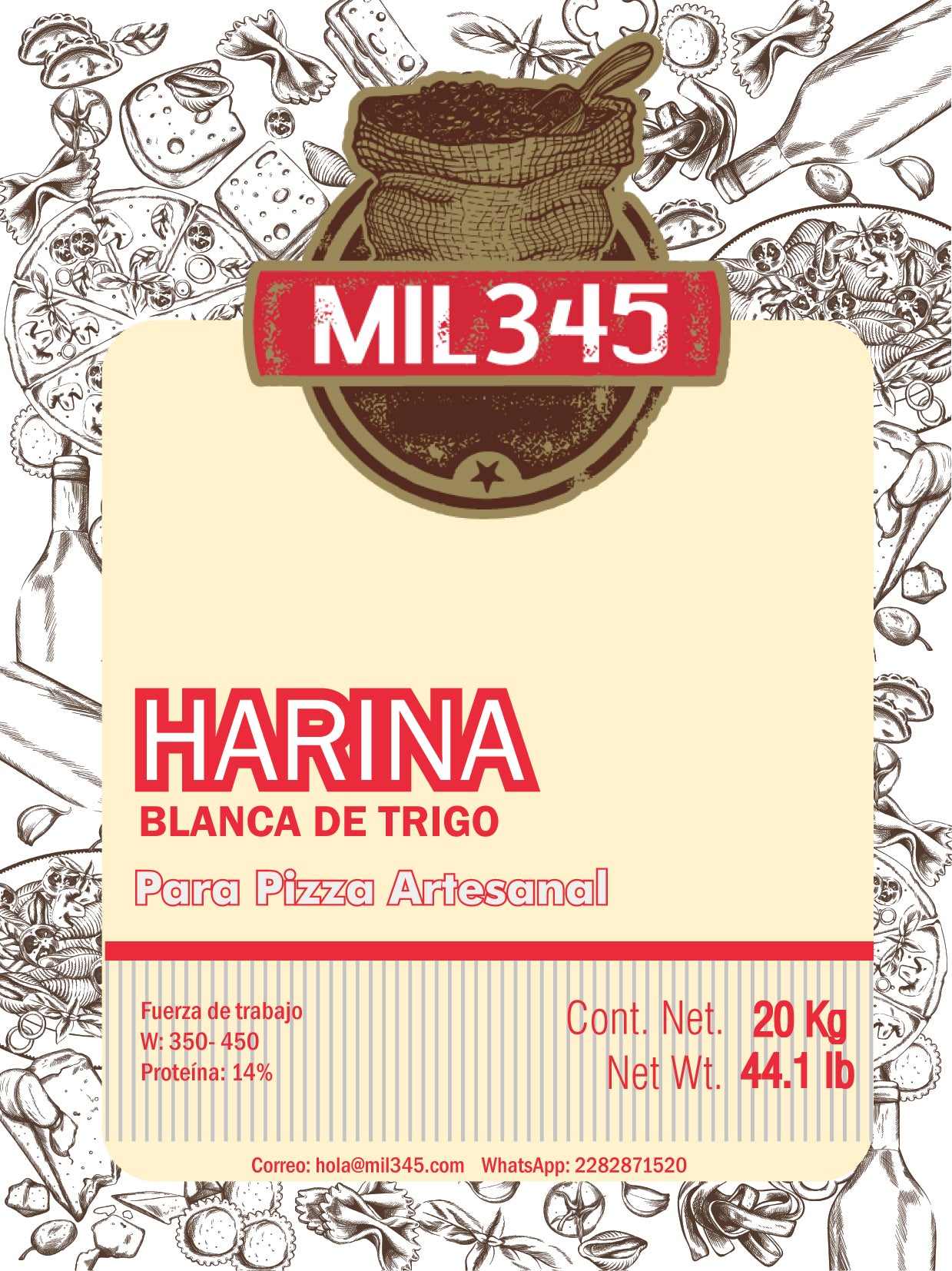 Harina de Trigo Blanca para Pizza Panadería Artesanal 14% Proteína Cultivo Ecológico